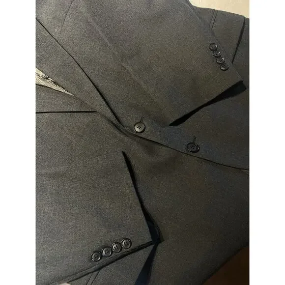 Stafford 46R 33x28.5 Solid Charcoal Gray Suit Nailhead - Picture 7 of 16